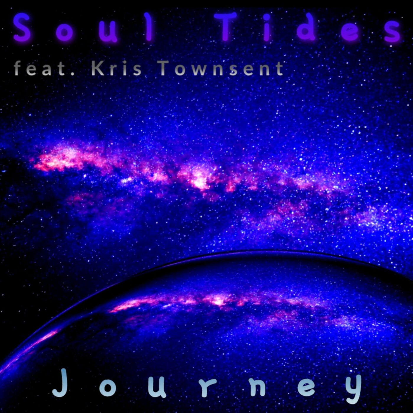Kris Townsent – Spring 23 (Seasons Series) Cover Journey (Soul Tides) by Kris Townsent – ambient release with ethereal vocals and lush synth layers, cover shows cosmic galaxy with purple-blue stars